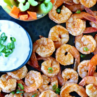 Super Bowl Snacks- Grilled Buffalo Shrimp | @foodiephysician