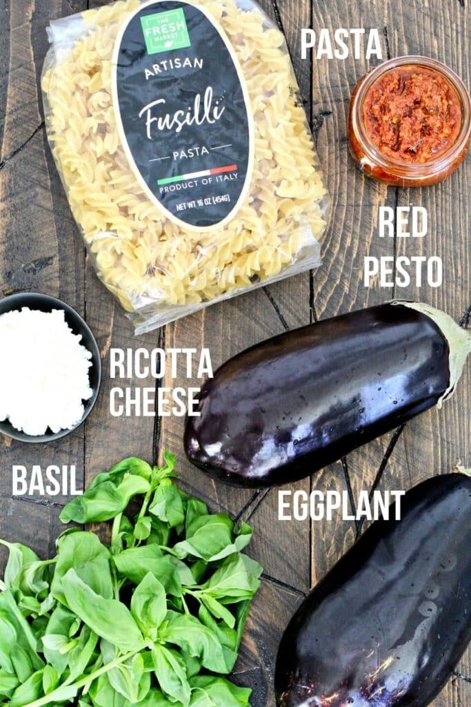 red pesto pasta ingredients