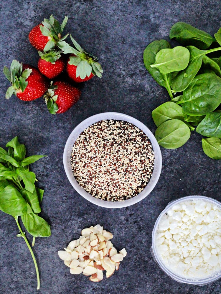 Quinoa Salad with Spinach and Strawberries
