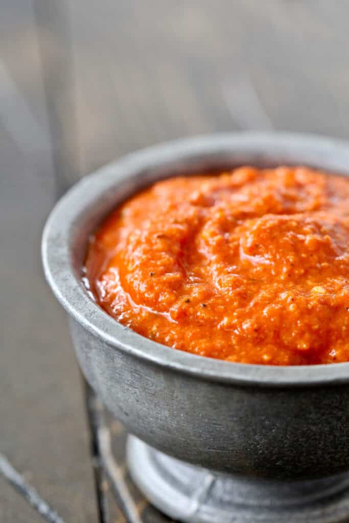Romesco sauce in a bowl