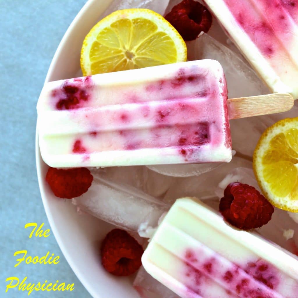 Lemon Raspberry Buttermilk Popsicles | @foodiephysician