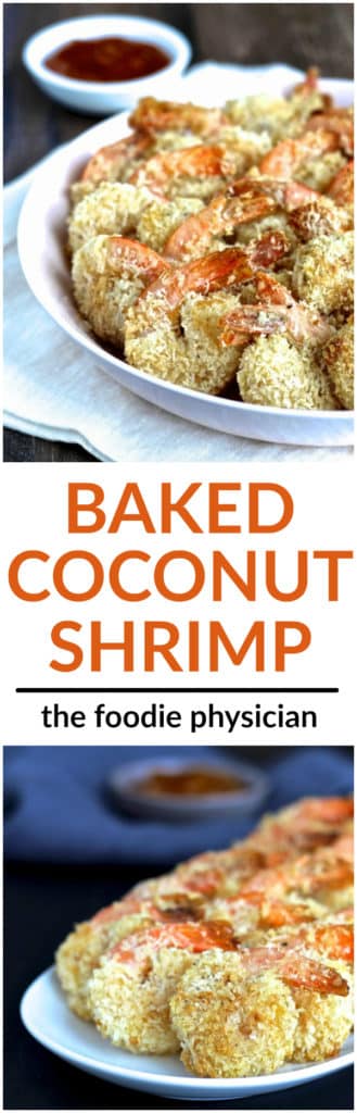 Baked Coconut Shrimp- these healthy, gluten-free shrimp are baked instead of fried and are perfect for entertaining! | @foodiephysician