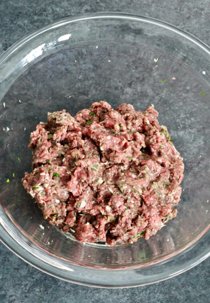 kofta ingredients mixed together in a bowl