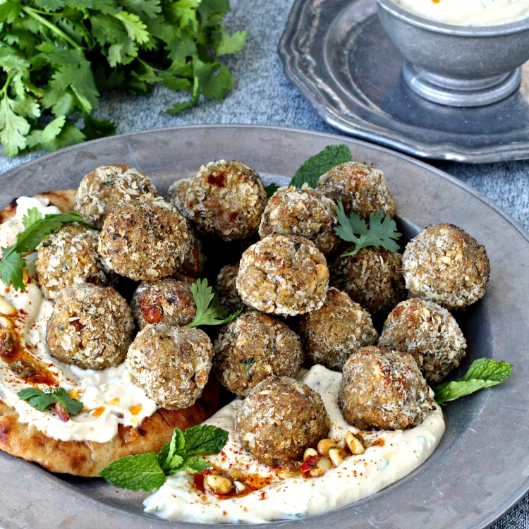 Mediterranean Eggplant Hummus "Meatballs" | @foodiephysician