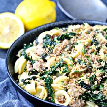 Orecchiette with Kale, Turkey Sausage and Gremolata Breadcrumbs | @foodiephysician