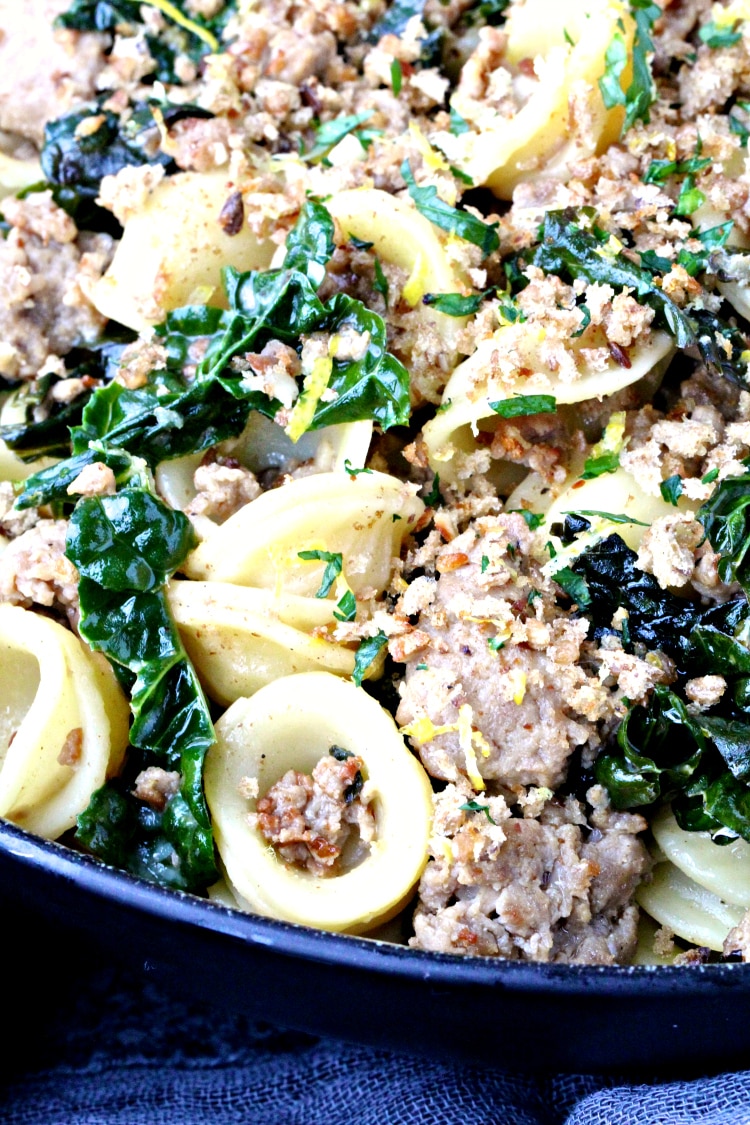 Orecchiette with Kale, Turkey Sausage and Gremolata Breadcrumbs | @foodiephysician