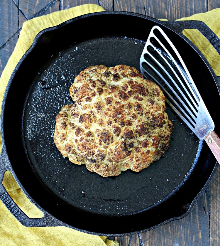 Whole Roasted Cauliflower with Marcona Almond Pesto | @foodiephysician