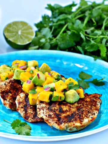 Grilled Spiced Chicken with Mango Avocado Salsa