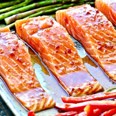 Sheet Pan Salmon with Sweet Chili Sauce | @foodiephysician