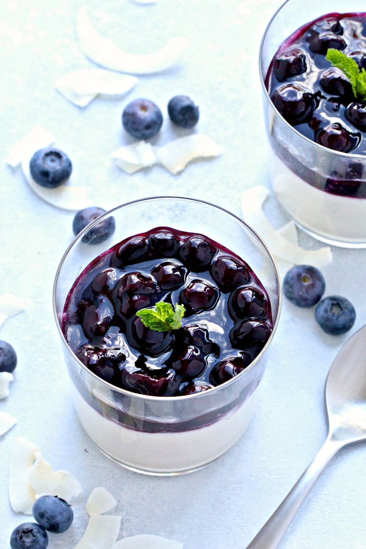Coconut Panna Cotta with Blueberry Sauce
