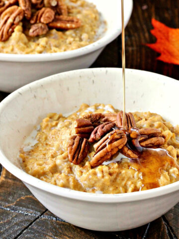 Pumpkin Spice Oatmeal with Maple Syrup
