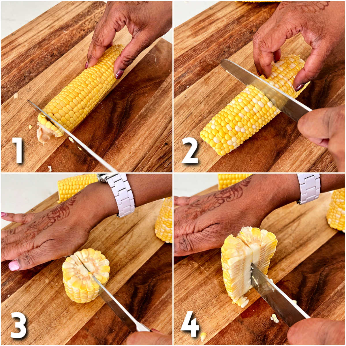 Steps 1-4 for making corn ribs