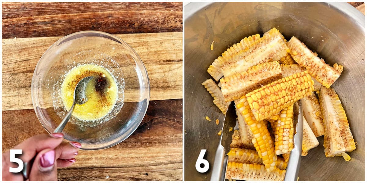 Steps 5 & 6 for making corn ribs