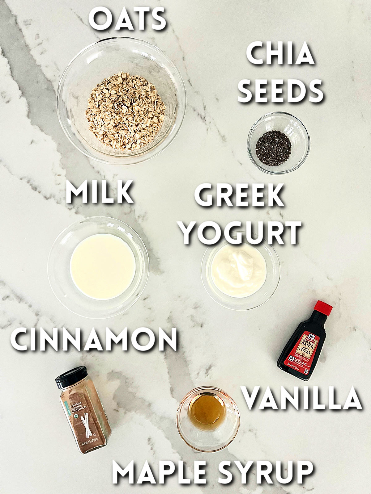 Ingredients for making cinnamon overnight oats.