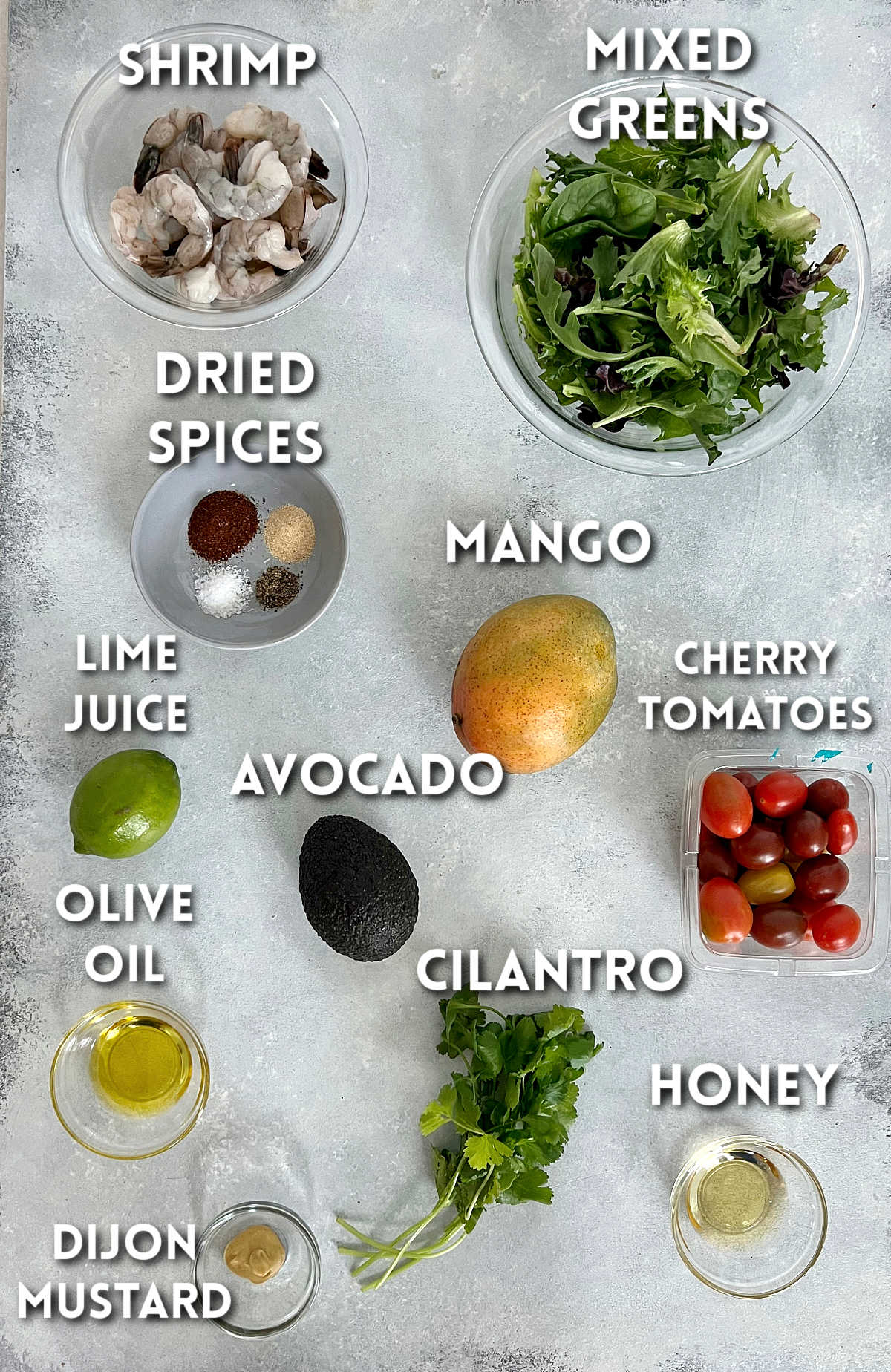 Ingredients for Grilled Shrimp Salad
