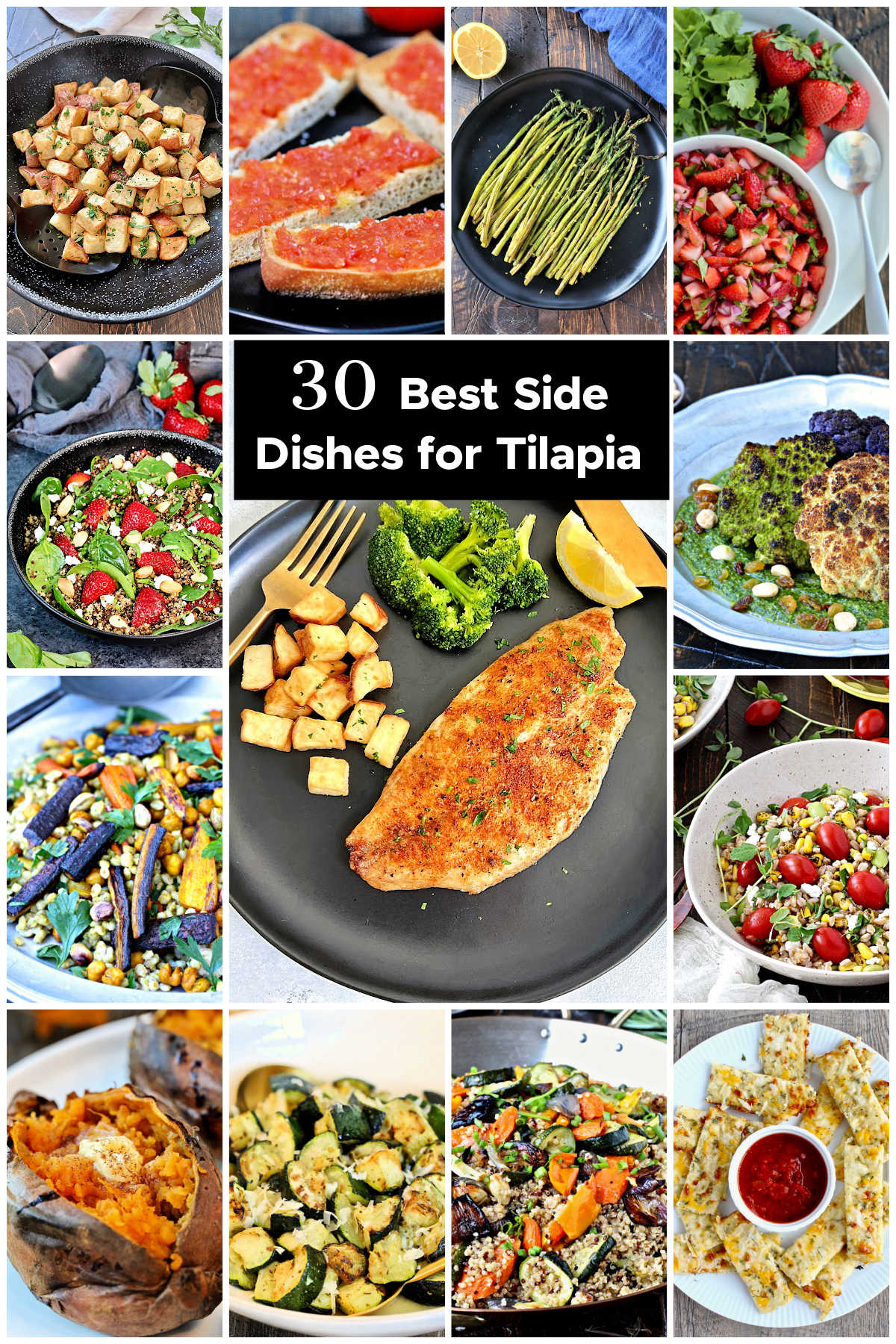 Collage of best side dishes for tilapia.