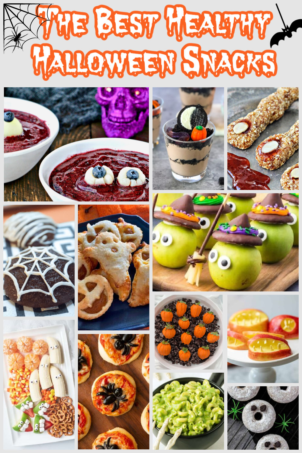 Collage of the best healthy Halloween snacks