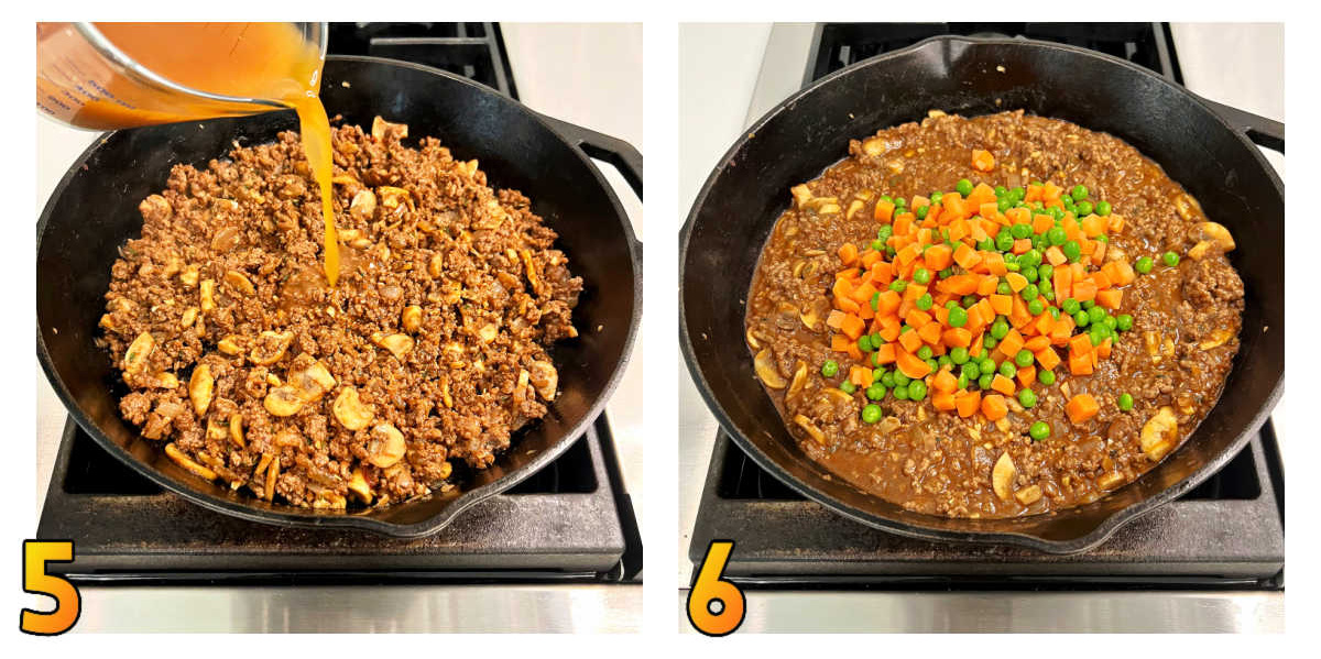Steps 5 and 6 for making sweet potato shepherd's pie.