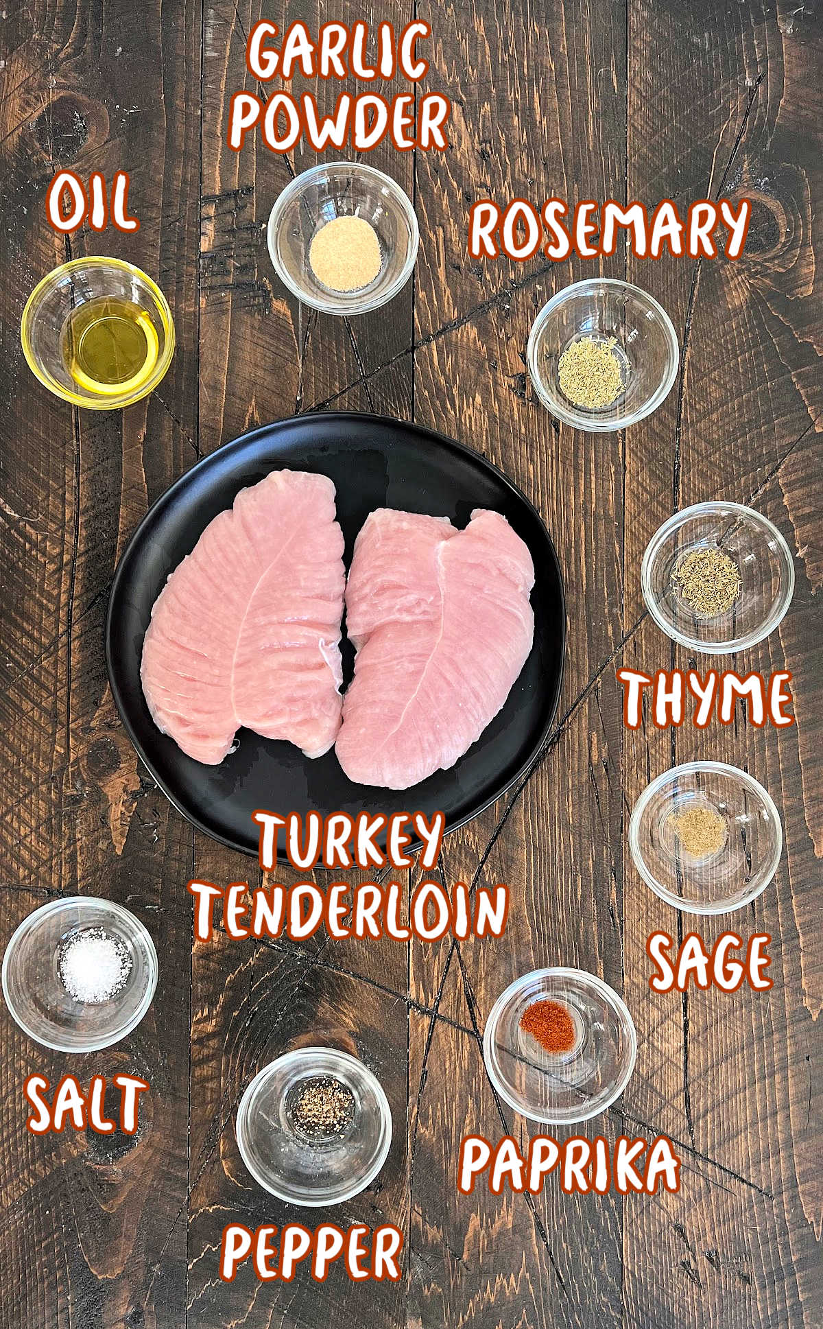 Air fryer turkey tenderloin ingredients. 