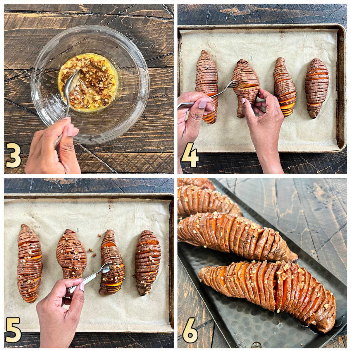 Steps for making Hasselback sweet potatoes