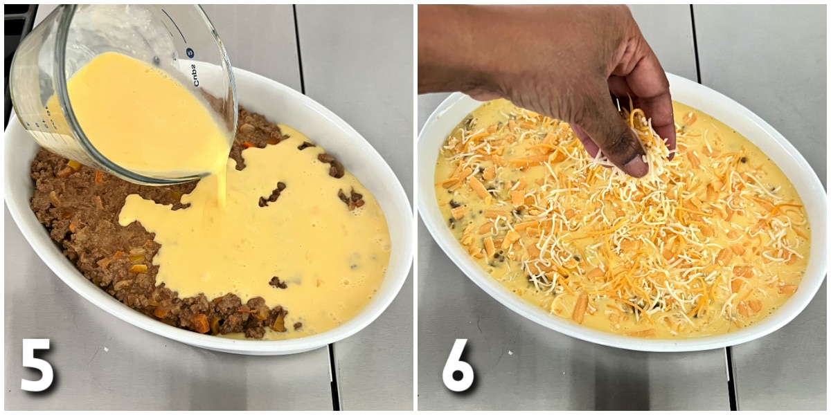 Steps for making easy keto taco casserole.