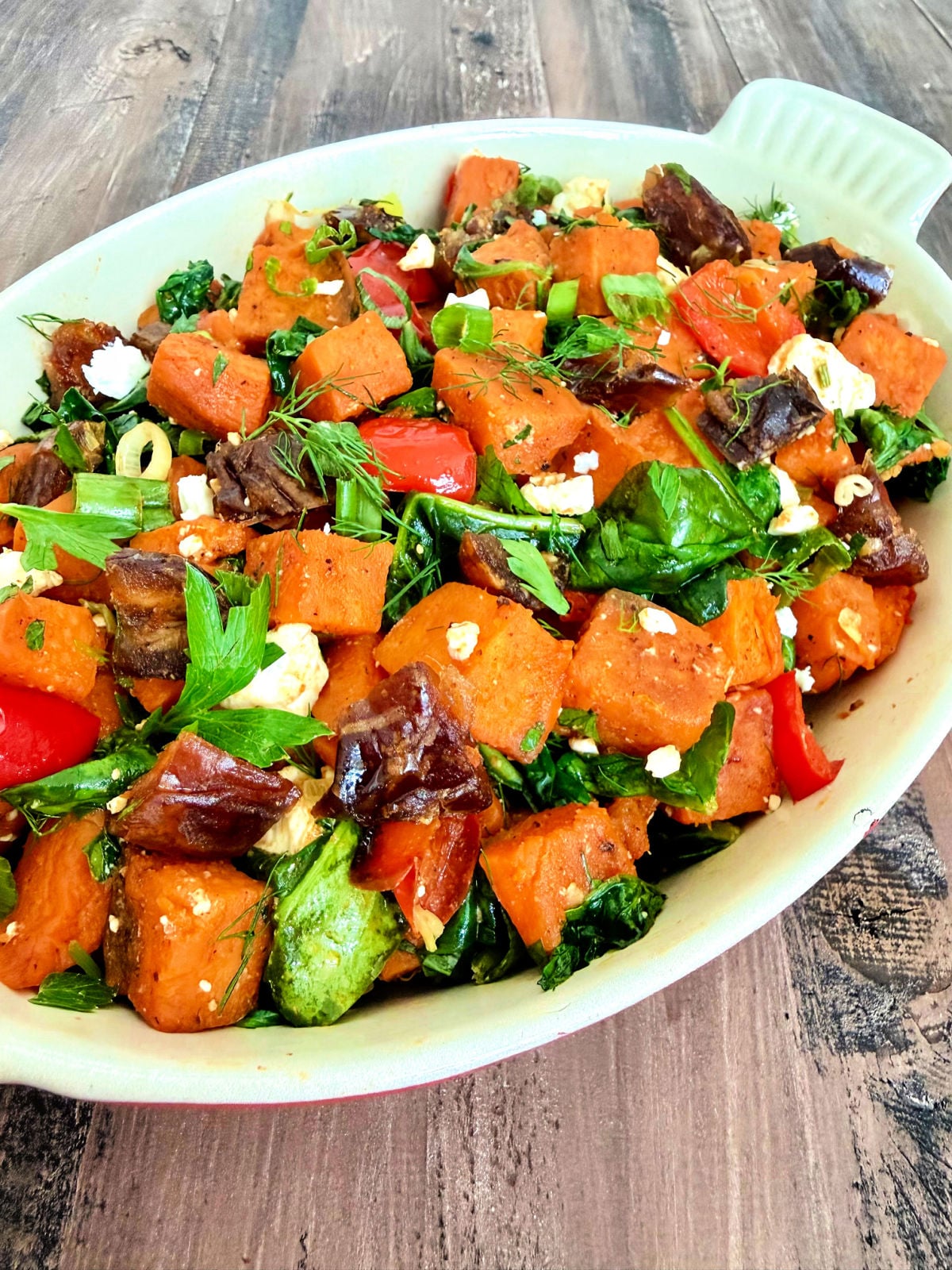 Side view of Mediterranean Sweet Potato Breakfast Hash